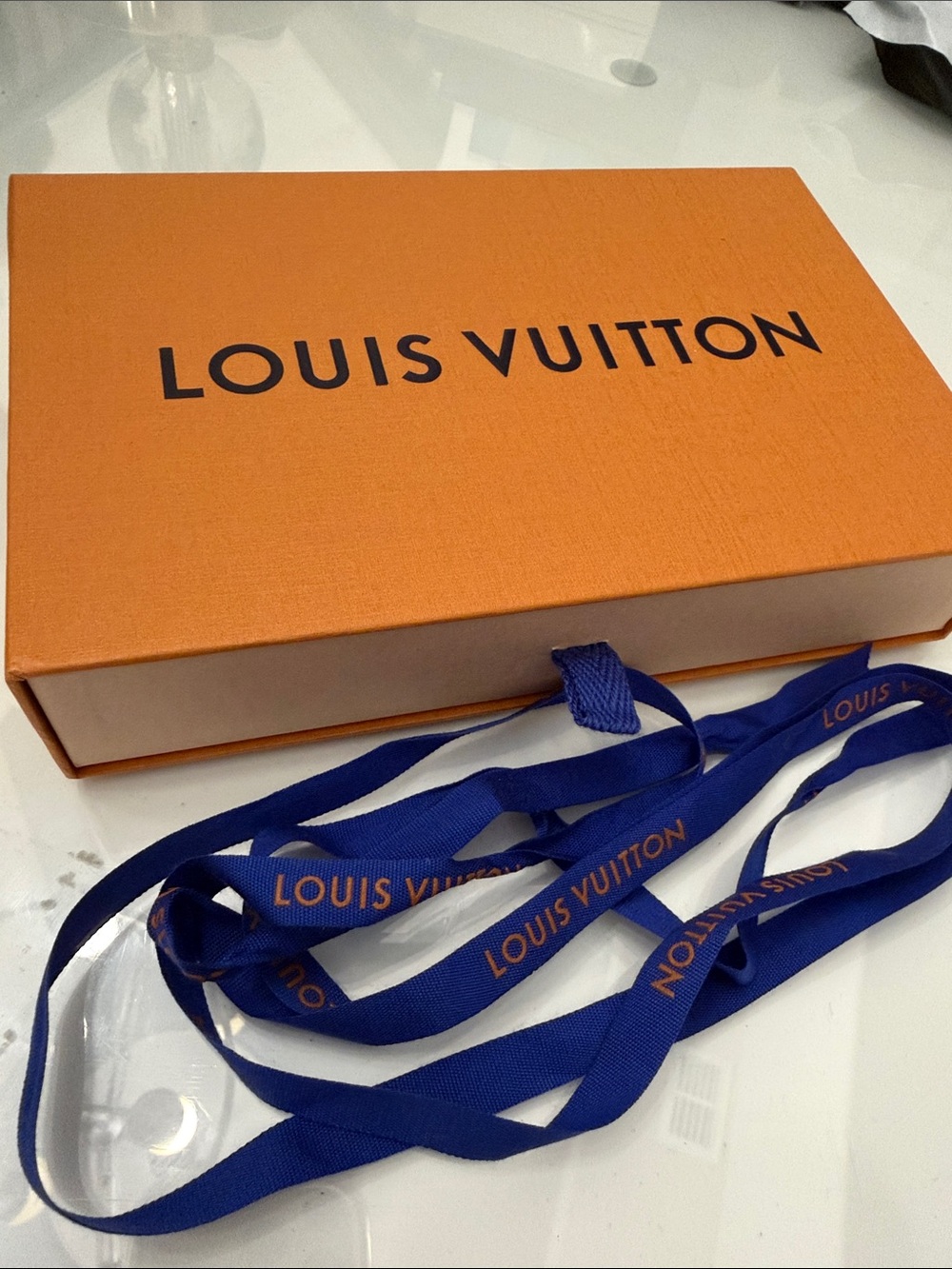 Louis Vuitton Orange Box with Blue Ribbon